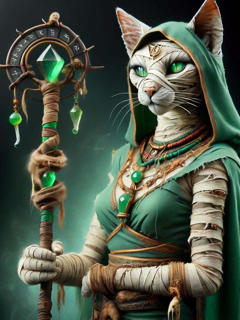 a bastet female cat,  shaman,  wizzard on Tensor.Art