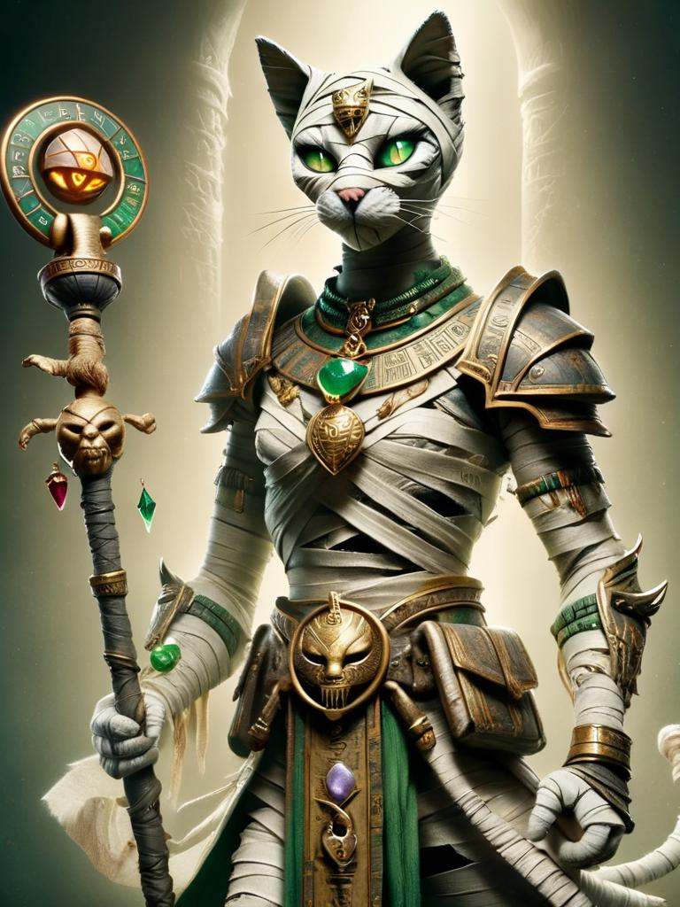 bastet,  cat,  a female bastet with heavy shoulder armor plates on Tensor.Art