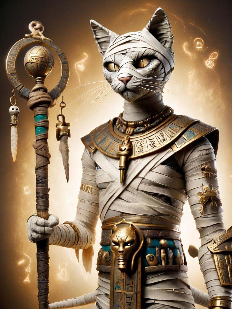 bastet,  cat,  a male bastete in a bandages on Tensor.Art