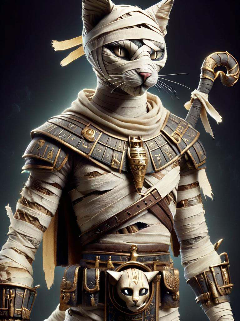 bastet,  cat,  a male bastete in a bandages on Tensor.Art