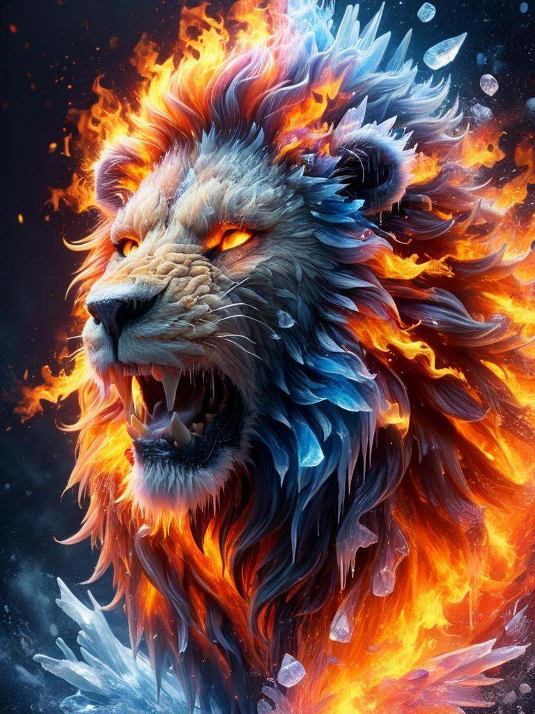 faize,  lion,  fire and ice on Tensor.Art