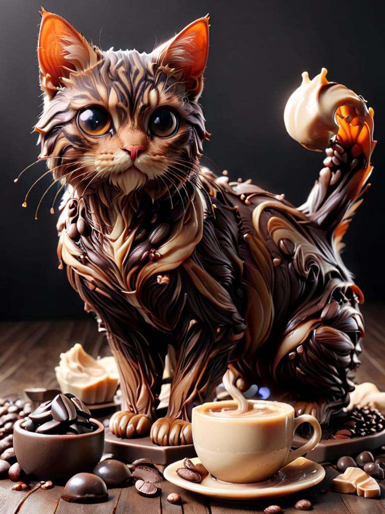 cofzee,  a cat coffee beans and chocolate on Tensor.Art