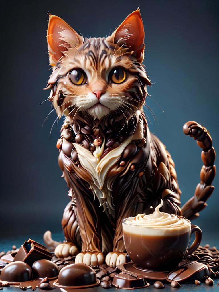 cofzee,  a cat coffee beans and chocolate on Tensor.Art