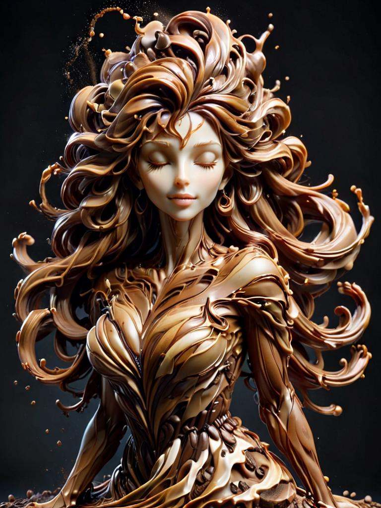 cofzee,  a statue of a woman with a flowing hair,  made out of coffee on Tensor.Art