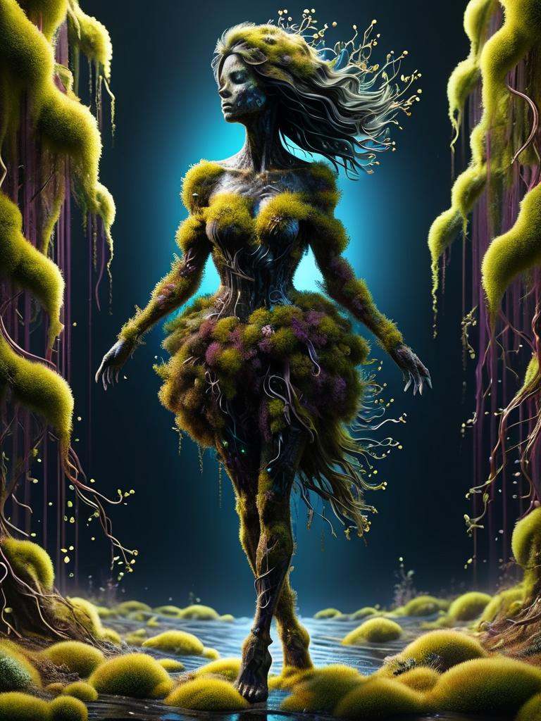 hologram of full body woman,  off-shoulder dress,  puffy sleeves on Tensor.Art