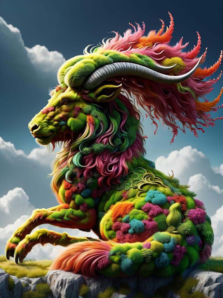 Colorful clouds turn into Chinese zodiac ox,  real,  light and shadow on Tensor.Art