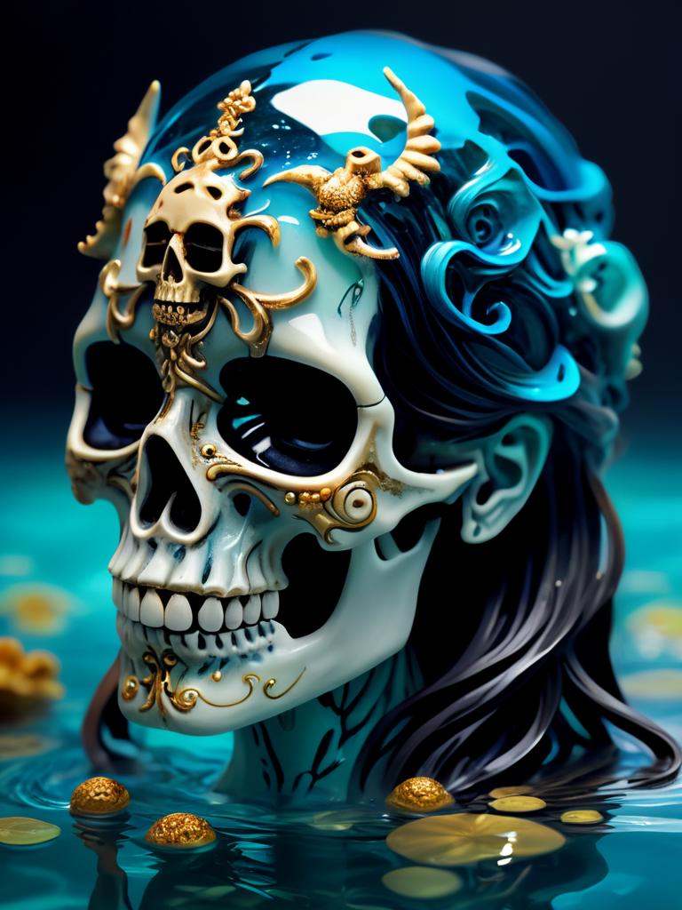 female upper body in mythical water,  water surface,  masterpiece on Tensor.Art