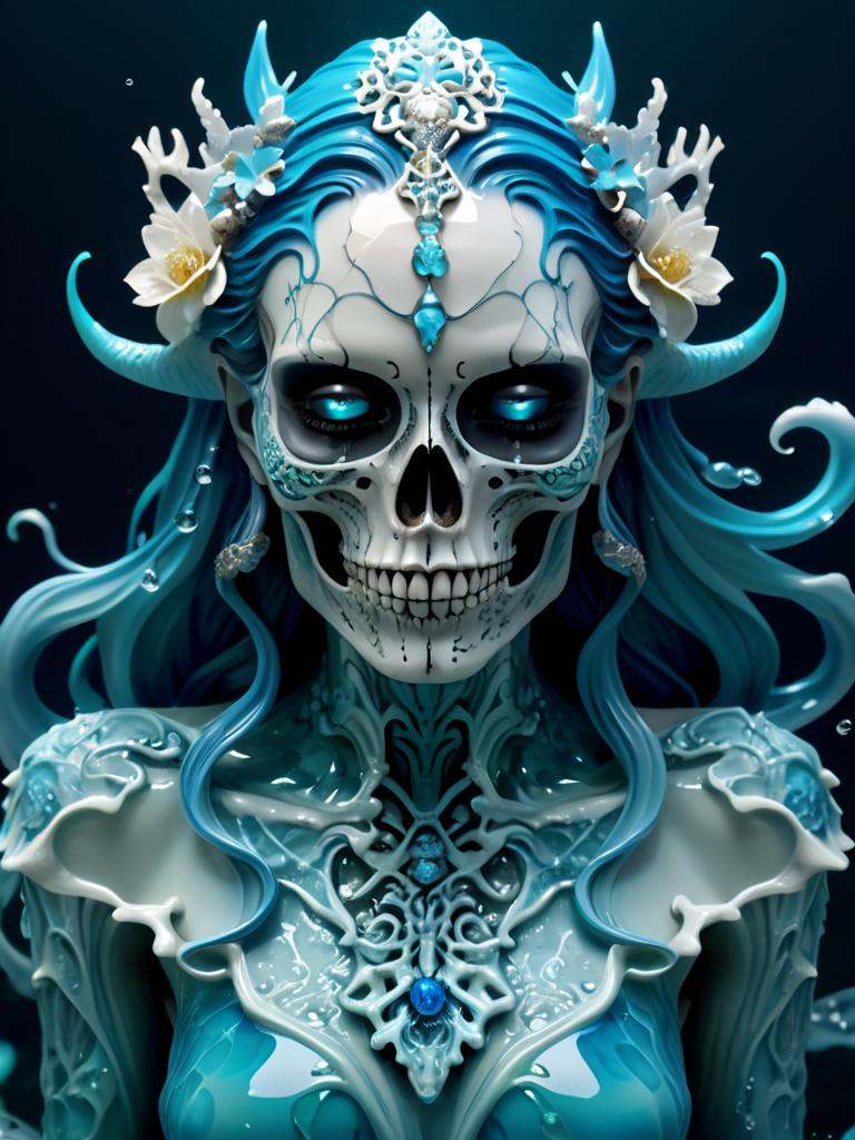 female upper body in mythical water,  water surface,  masterpiece on Tensor.Art