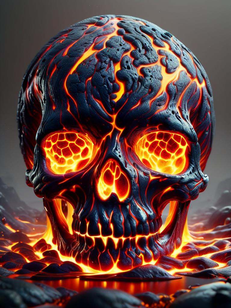 extremely Detailed lava pouring out of a skull,  Anti-Aliasing,  FXAA on Tensor.Art