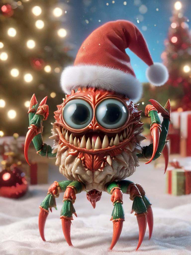 ral-chrcrts,  cute crab christmas ornament with a santa hat on on Tensor.Art