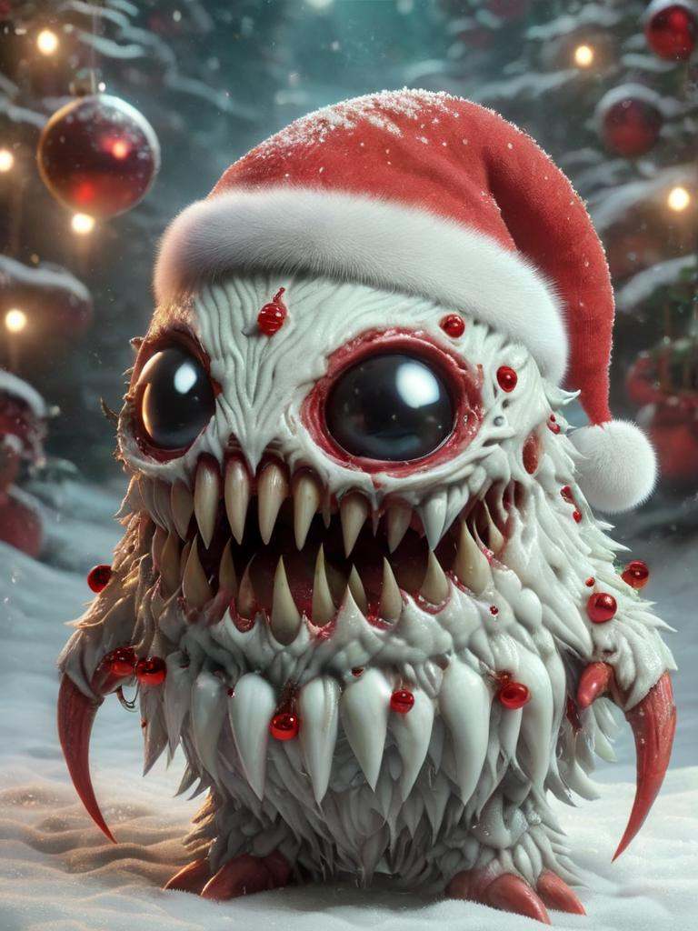 ral-chrcrts,  a very creepy looking creature with a santa hat on Tensor.Art