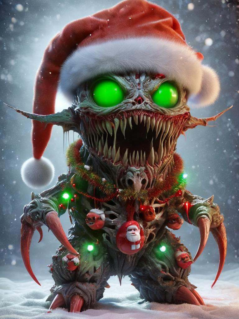 ral-chrcrts,  a very creepy looking creature with a santa hat on Tensor.Art