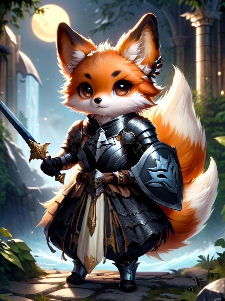 kitsune,  knight,  dark knight outfit on Tensor.Art