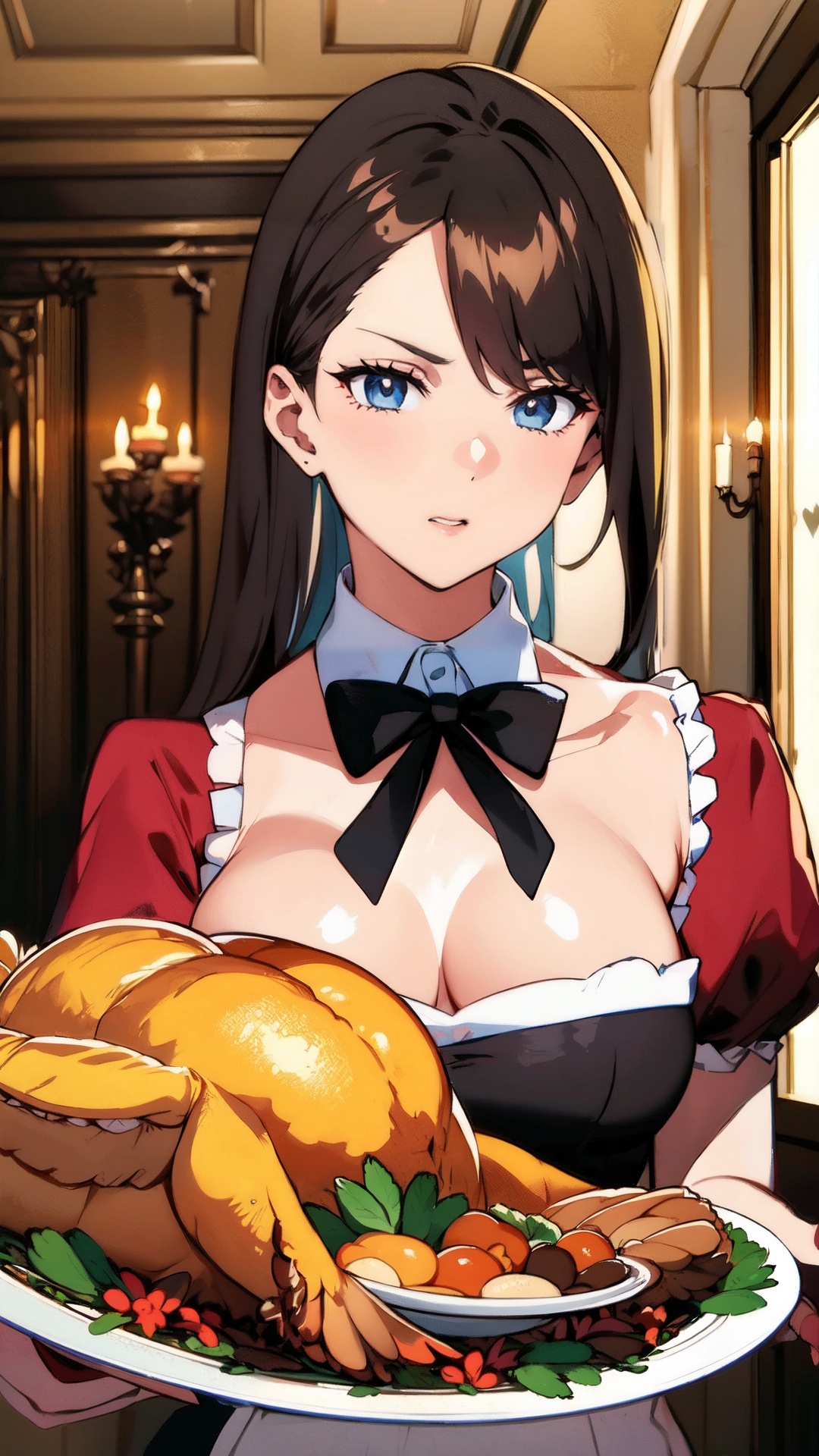 butler carries a plate of Thanksgiving turkey on Tensor.Art