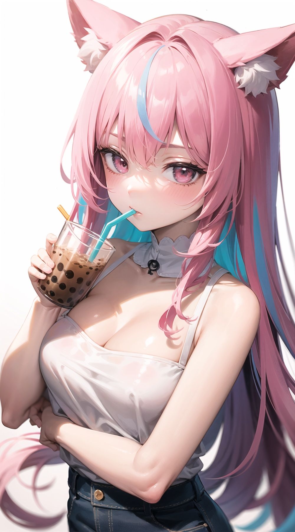 bubble_tea,  1girl,  cup on Tensor.Art