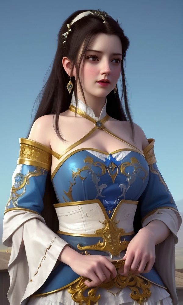 (,1girl, ,best quality, )<lora:334-DA-仙武传-上官婉儿:0.7>,, ,masterpiece,realistic photo, 1 girl, masterpiece, rococo, highest quality, high quality,   , cute, (__camAngles__:1.0),highres,   , by Jeremy Lipking, by Antonio J. Manzanedo,solid blue background.       (()), (),