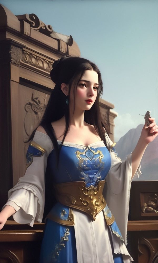 (,1girl, ,best quality, )<lora:334-DA-仙武传-上官婉儿:0.7>,, ,masterpiece,realistic photo, 1 girl, masterpiece, rococo, highest quality, high quality,   , cute, (__camAngles__:1.0),highres,   , by Jeremy Lipking, by Antonio J. Manzanedo,solid blue background.       (()), (),