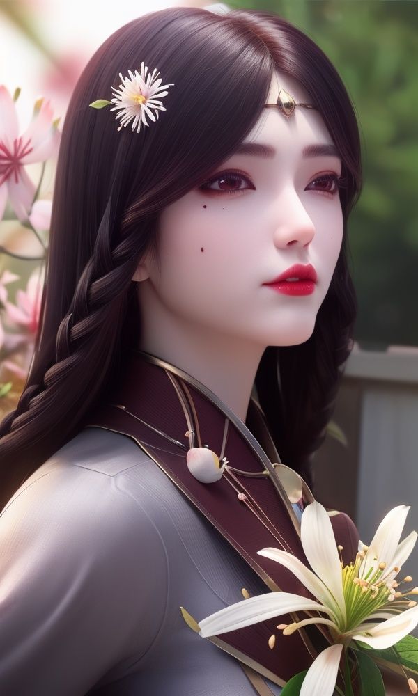 (,1girl, ,best quality, )<lora:335-DA-紫川-丽莎:0.7>,, ,masterpiece, ((upper body, )),, realistic,science fiction,mole, ultra realistic 8k cg, ,tamari \(flawless\),     ,spider lily, lily \(flower\),cherry blossoms,plum blossoms, strawberry blossoms      (()), (),