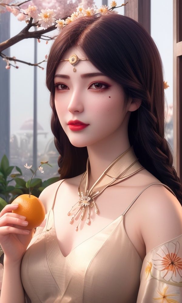 (,1girl, ,best quality, )<lora:335-DA-紫川-丽莎:0.6>,, ,masterpiece, ((upper body, )),, realistic,science fiction,mole, ultra realistic 8k cg, ,tamari \(flawless\),    ,lemon blossoms, orange blossoms, spider lily, lily \(flower\),cherry blossoms,plum blossoms, strawberry blossoms      (()), (),