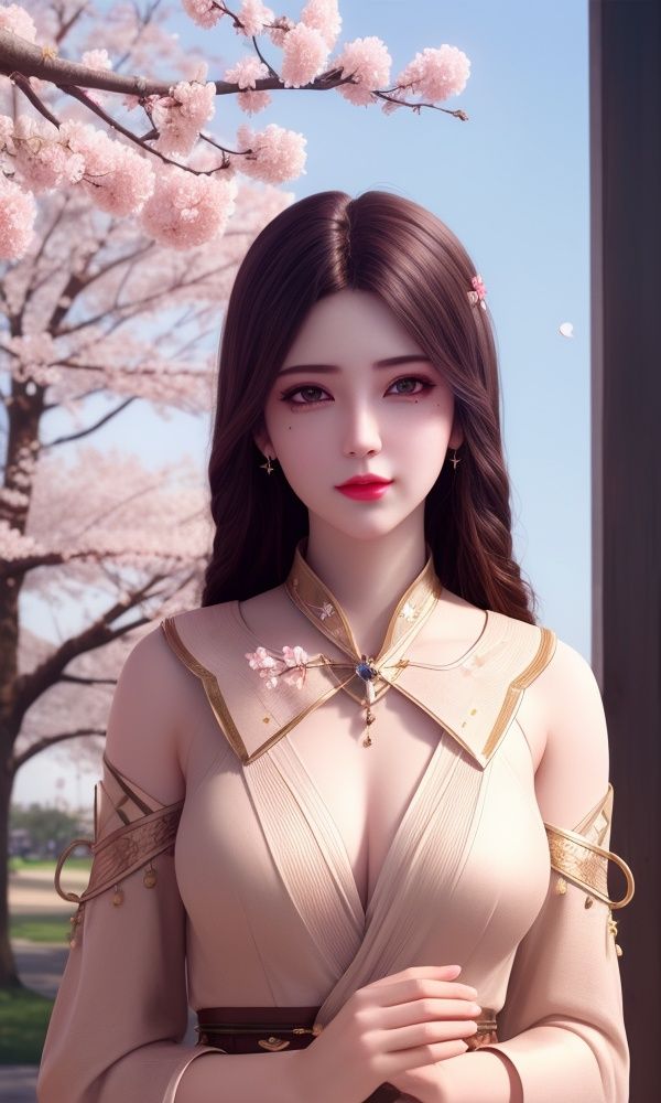 (,1girl, ,best quality, )<lora:335-DA-紫川-丽莎:0.6>,, ,masterpiece, ((upper body, )),, realistic,science fiction,mole, ultra realistic 8k cg, ,tamari \(flawless\),   ,(,cherry blossoms,  ),