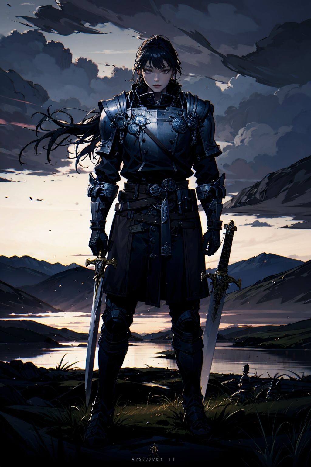  absurdres,incredibly absurdres,reality,realistic,,(solo:1.2),(1girl:1.2),,full_shot,Swordman,Landscape wallpaper style