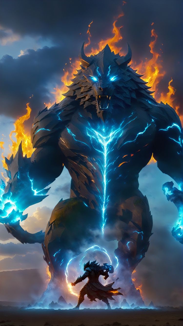 (Concept) (Special Effects) (Light Effect Particles) (Rune, Magic) (Huge Suspension Energy: 1.5) (Transparent Art) In a fierce elemental storm, a creature is intertwined with elements such as fire, water, earth, and wind. The formed beast form roared up. Its body burned with fire, water surged, the soil crumbled beneath its feet, and the wind swirled around it. The perspective seems to be in the element, and you can feel the violent energy brought by the beast form of this elemental rage.