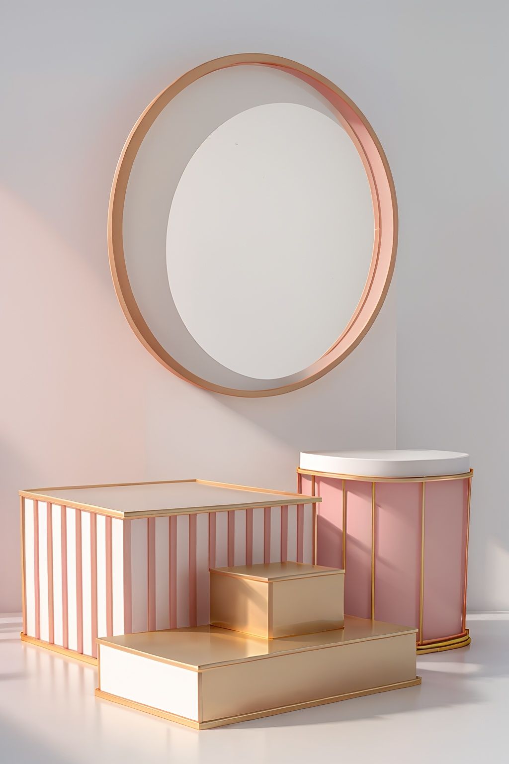masterpiece,best quality,c4dzhantai\(zhantai\),art geometry,box,chair,drum,grey background,heart,indoors,instrument,mirror,no humans,piano,reflection,reflective floor,scenery,shadow,simple background,still life,striped,table,c4d,OC renderer,Redshift renderer,3D texture,strong contrast,bright colors,studio lighting,high resolution,high quality,8K,<lora:c4dzhantai-000006:0.8>,