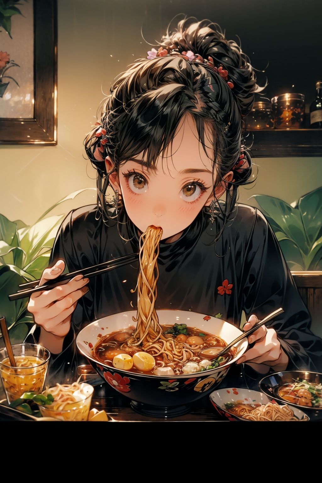  absurdres,incredibly absurdres,reality,realistic,,(solo:1.2),1girl,full_shot,eat noodles