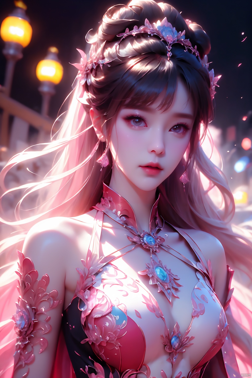  1girl,(((detailed background))), wallpaper,Parting art, mandala,shaos,pink tone color,Radial, streamlined,typing art,art design,burst,core, chinese_opera_jing, lau, hand101