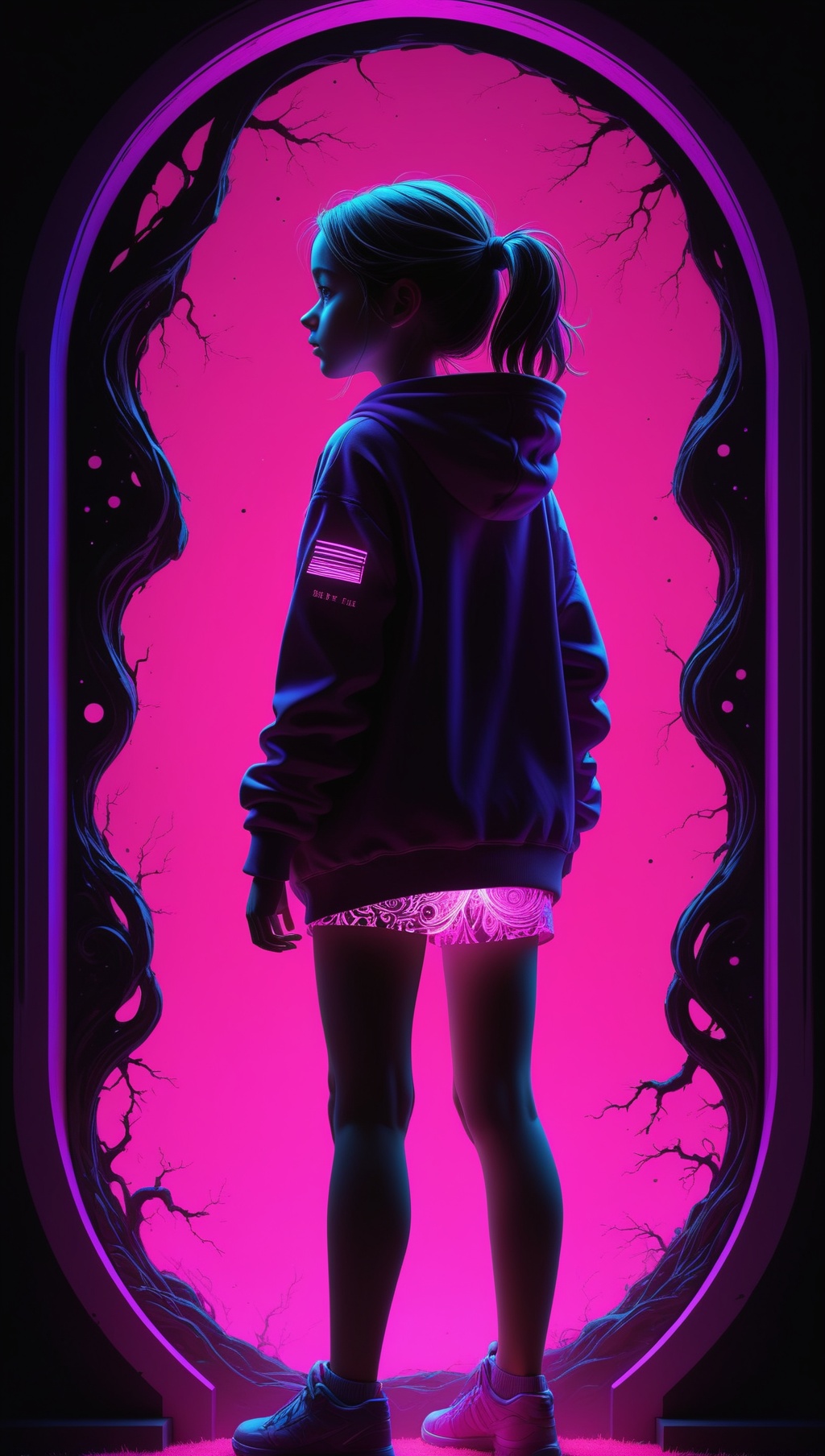 1girl,  dark background,  blacklight on Tensor.Art