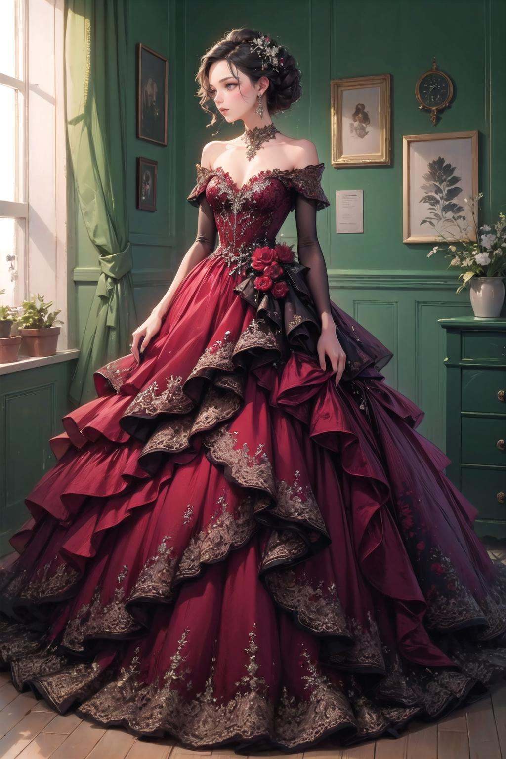wrenchelegadome,  red dress,  1girl on Tensor.Art