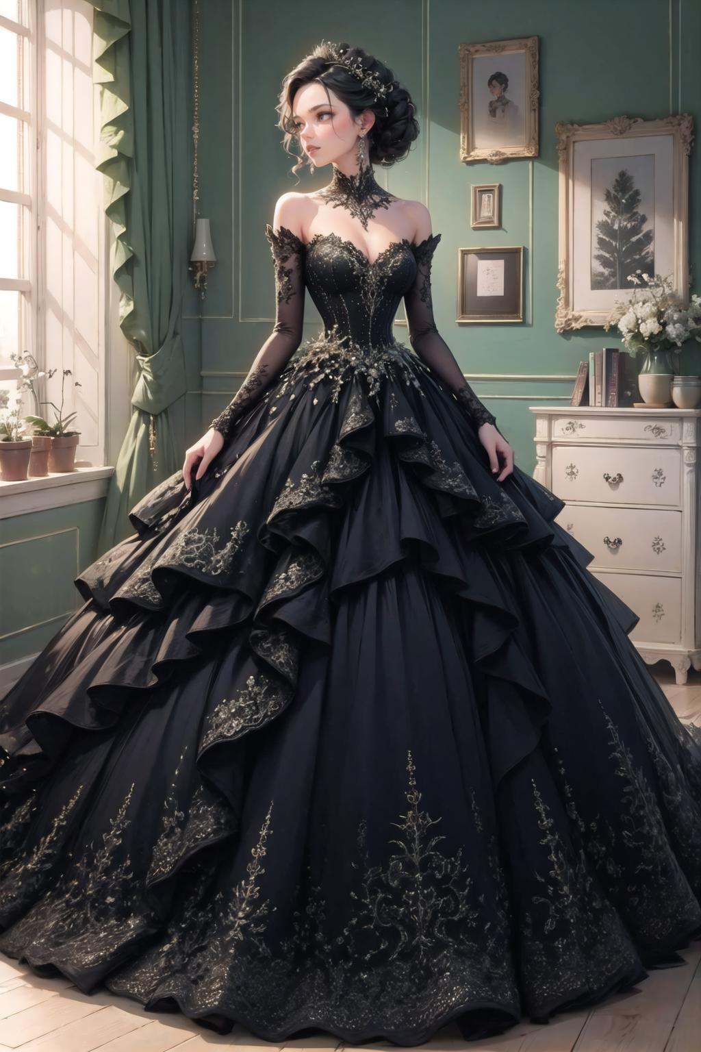 wrenchelegadome,  black dress,  1girl on Tensor.Art
