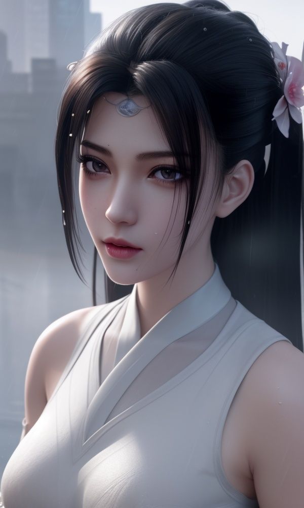 (,1girl, ,best quality, )<lora:336-DA-仙武传-楚萱儿:0.6>,, ,masterpiece, (( , )),, realistic,science fiction,mole, ultra realistic 8k cg, ,tamari \(flawless\),     ,building, bare_shoulders, eyelashes,magic,hydrokinesis,sweat, wet, rain, ,       (()), (),
