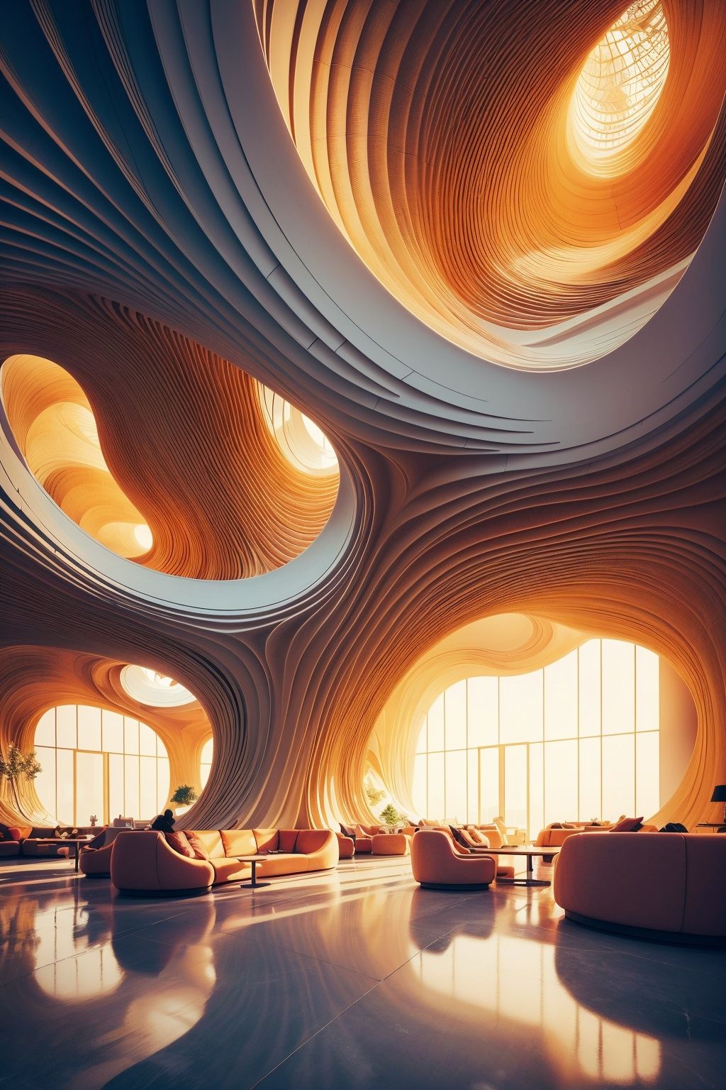   The johanna is a new restaurant that focuses on viewsof the city, in the style of tadao ando, dark maroonand orange, brutalist, muted hues, blown-off-roofperspective, western zhou dynasty, vray tracing ,3D grand scene, epic feeling, strong contrast between light and dark, fantasy, 3D rendering, master level work, high-quality, ultra-high details, 8K high-definition

,Installation art
