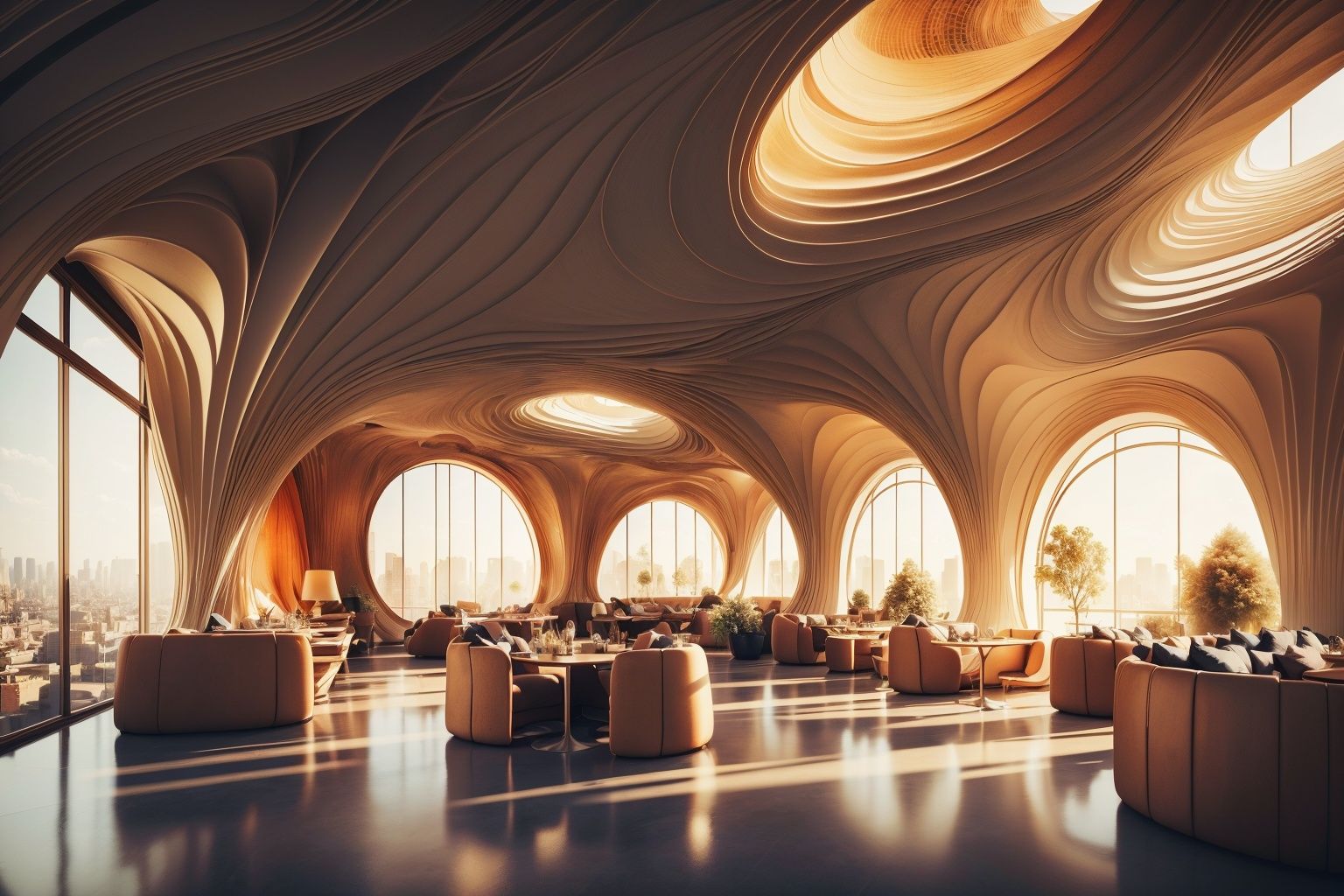   The johanna is a new restaurant that focuses on viewsof the city, in the style of tadao ando, dark maroonand orange, brutalist, muted hues, blown-off-roofperspective, western zhou dynasty, vray tracing ,3D grand scene, epic feeling, strong contrast between light and dark, fantasy, 3D rendering, master level work, high-quality, ultra-high details, 8K high-definition

,Installation art
