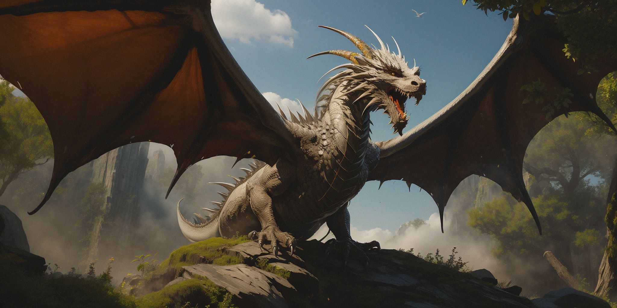 (white dragon:1.1),Sense of lens,shadow,wing,Real photograph,Highest quality,8k,(Blue flower:0.8), <lora:long20-000004:0.7> 