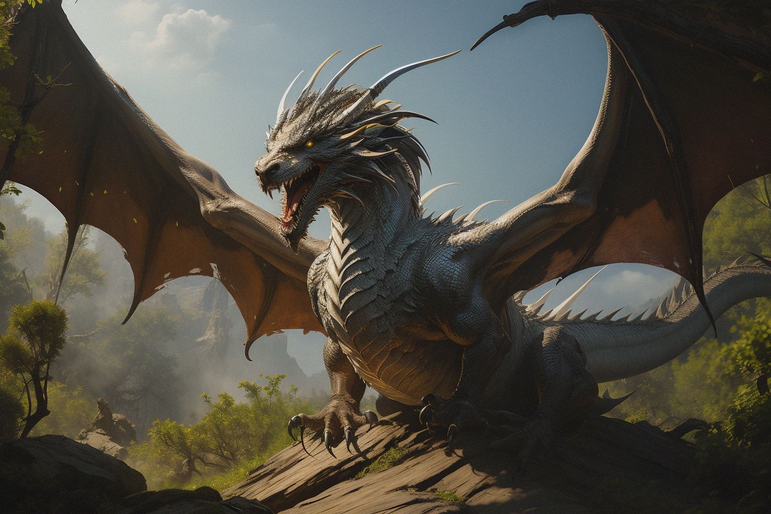 (white dragon:1.1),Sense of lens,shadow,wing,Real photograph,Highest quality,8k,(Blue flower:0.8), <lora:long20-000004:0.7> 