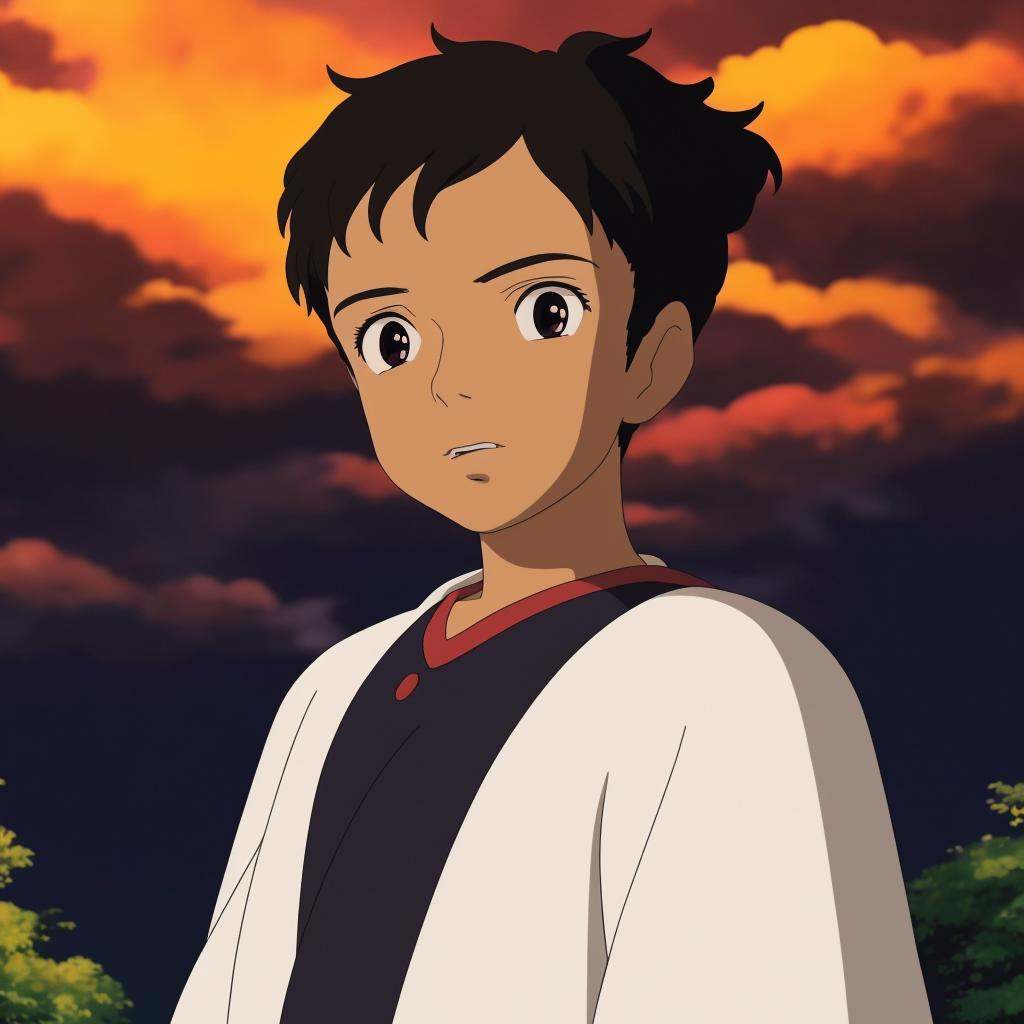 A black boy, StdGBRedmAF, Studio Ghibli,<lora:StdGBRedmAF15Config4WithTE:1>