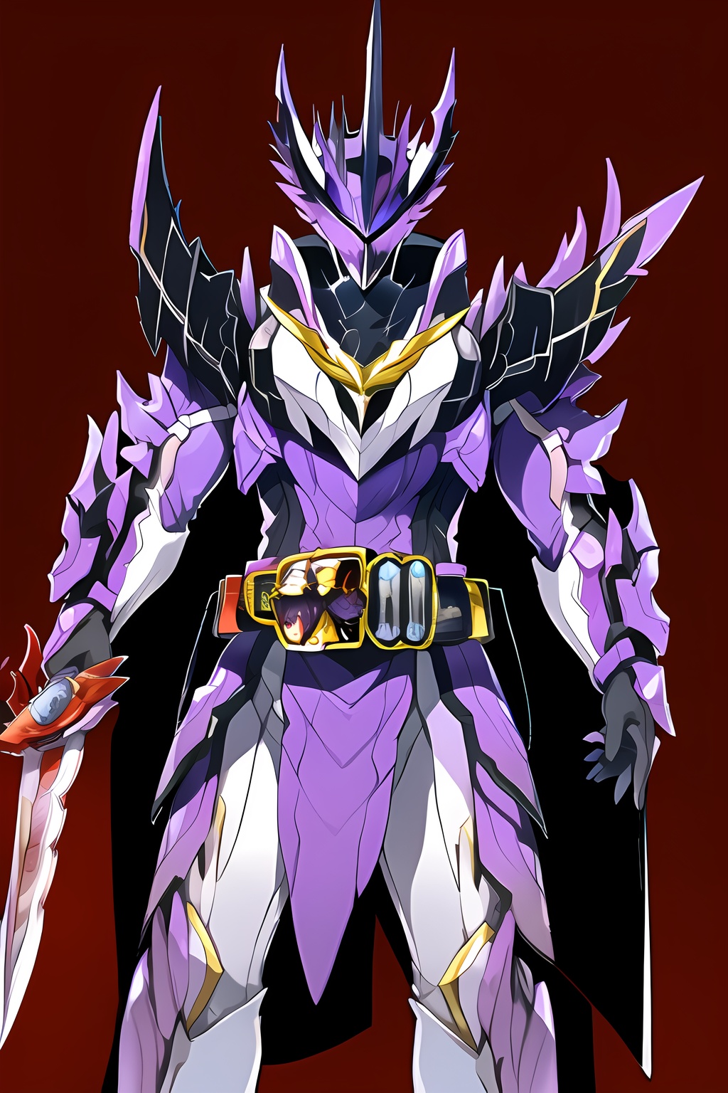 black eyes,  purple armor,  holding knife on Tensor.Art
