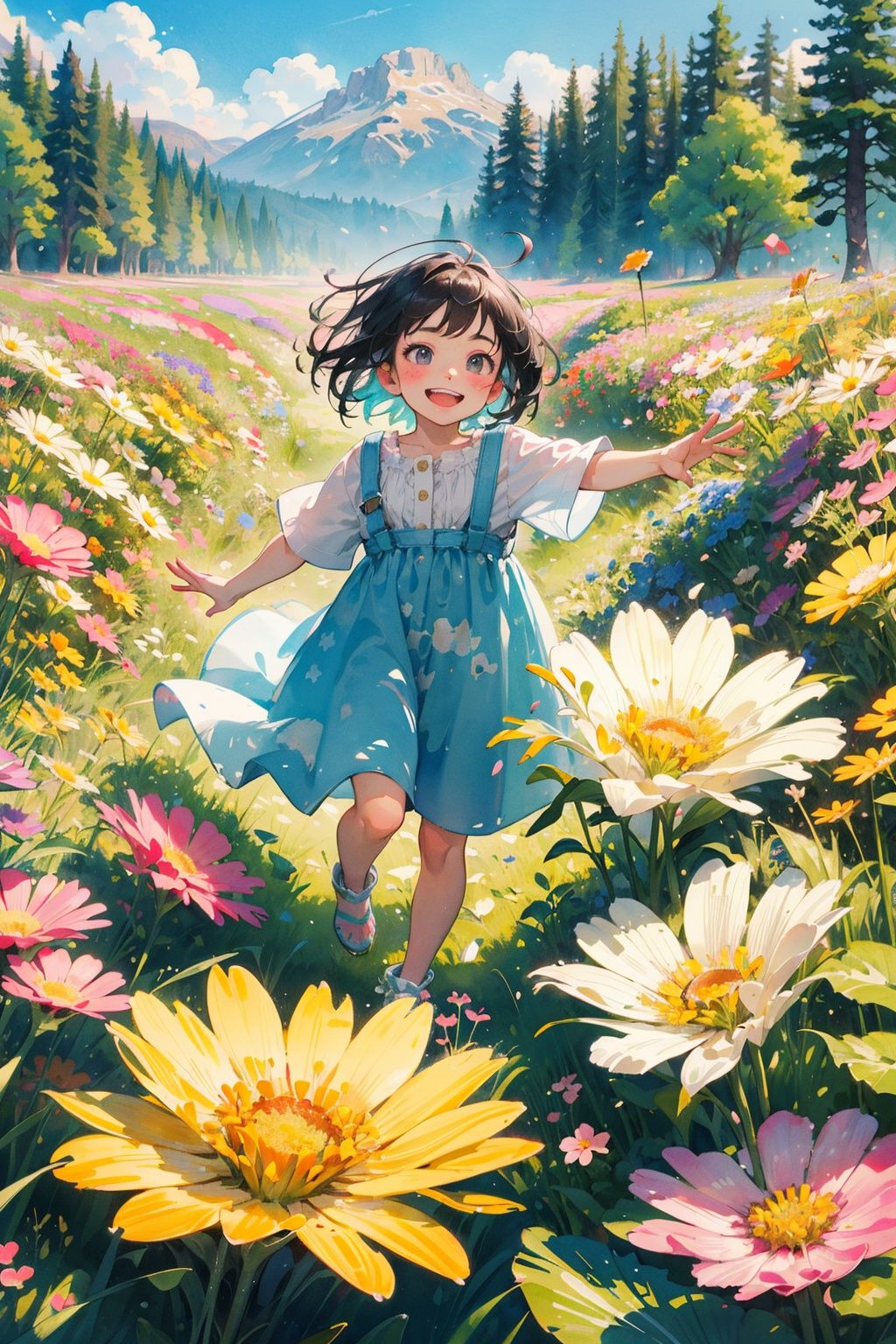  Best quality,8k,cg,
absurdres,incredibly absurdres,masterpiece,best quality,1girl,1boy,child,detail light,small animals,in spring,nature,action,kawaii,in a meadow,full-blown flowers,whole family,love,friend,play,lively,watercolor,happy,smiling,HS,