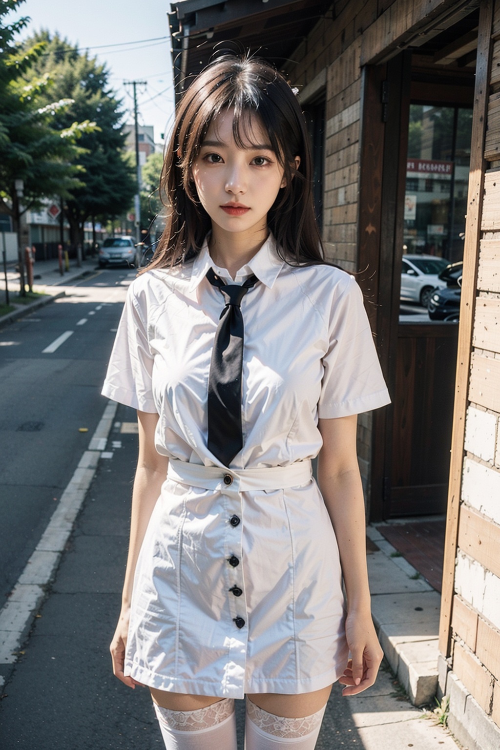 1girl,  black necktie,  short sleeves by 青璃 on Tensor.Art