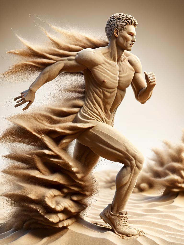 ral-sand,  a man running in the sand on Tensor.Art