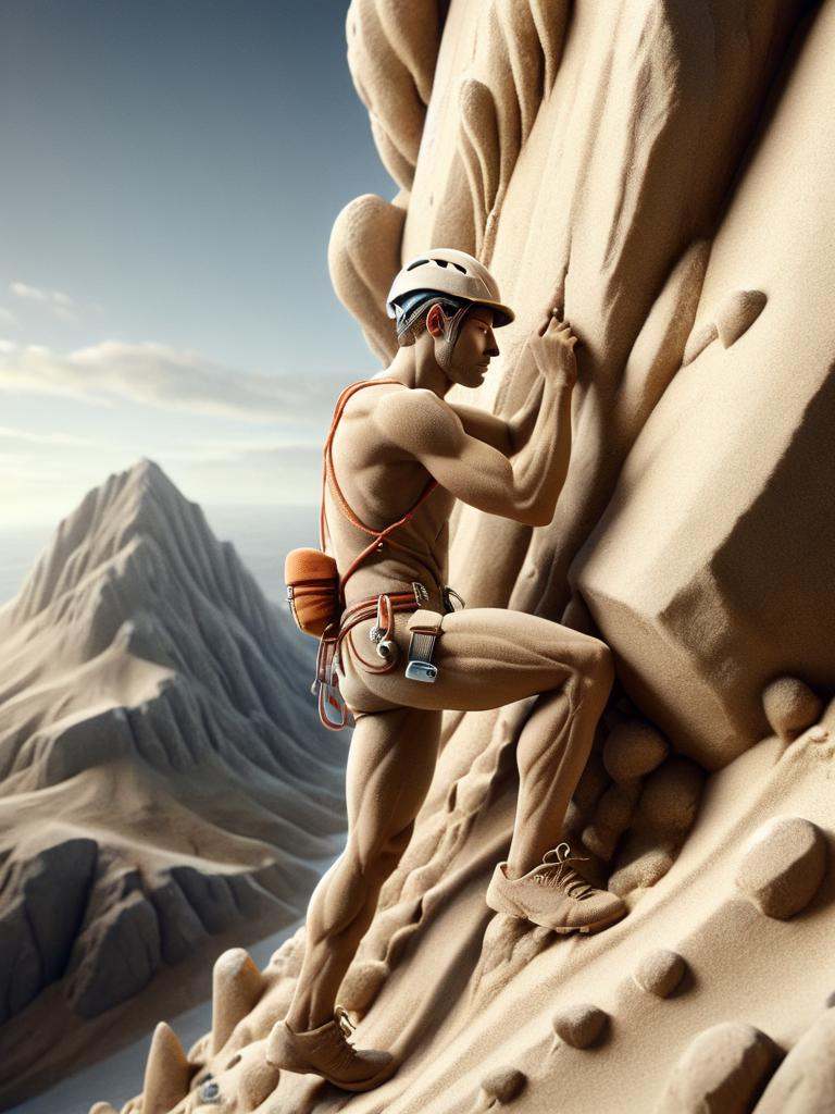 ral-sand,  rock climber,  climbing a steep mountain on Tensor.Art