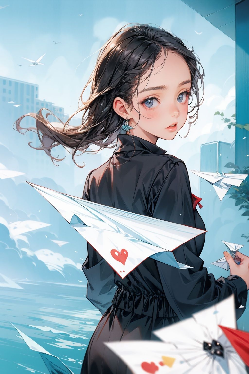  absurdres,incredibly absurdres,reality,realistic,,(solo:1.2),1girl,full_shot,,zgct color,Energetic girl, MG_ip,Paper Airplane,