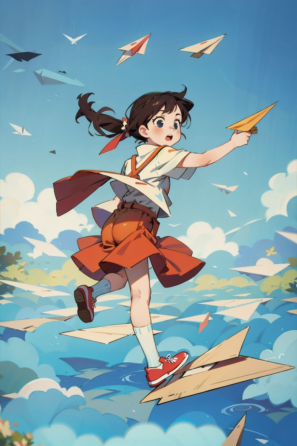  absurdres,incredibly absurdres,reality,realistic,,(solo:1.2),1girl,full_shot,,zgct color,Energetic girl, MG_ip,Paper Airplane,