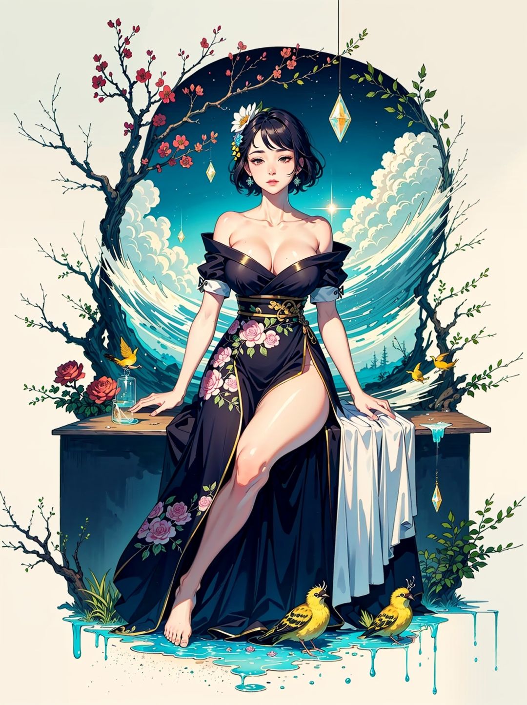 (Fairy Dragon Bone,  Fairy Long Skirt,  Close Up on Tensor.Art