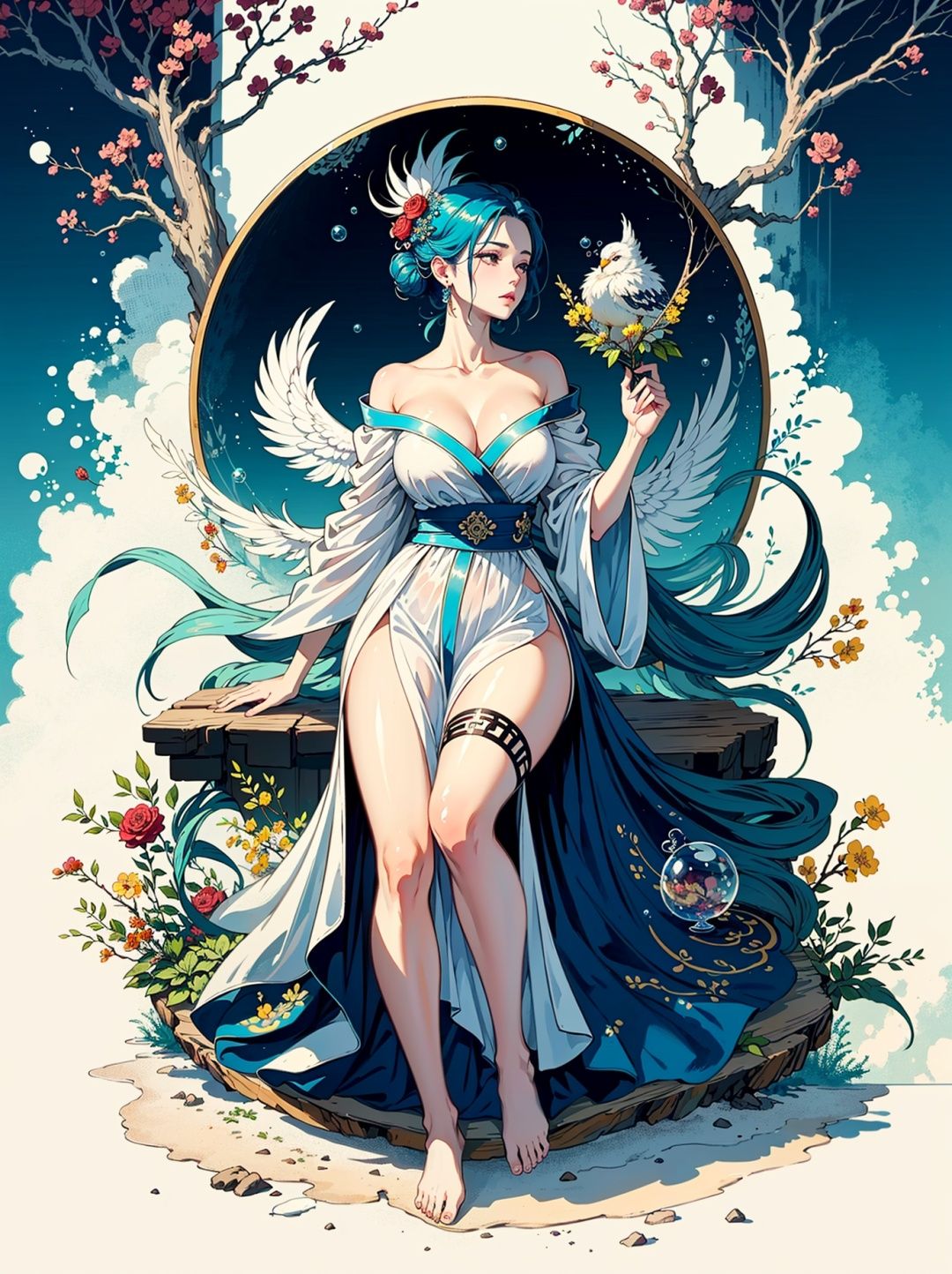 (Fairy Dragon Bone,  Fairy Long Skirt,  Close Up on Tensor.Art
