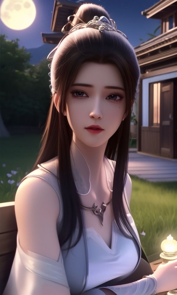 (,1girl, ,best quality, )<lora:337-DA-仙武传-姬凝霜:0.8>,masterpiece, (( , )),, realistic,science fiction,mole, ultra realistic 8k cg, ,tamari \(flawless\),   ,moonlight,full moon, purple flower,       (()), (),
