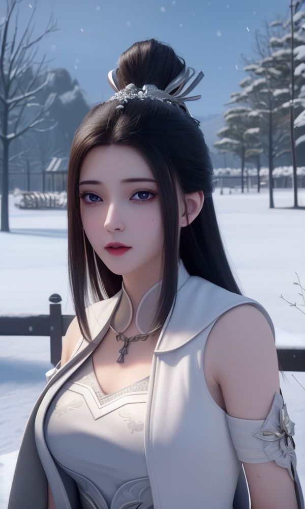 (,1girl, ,best quality, )<lora:337-DA-仙武传-姬凝霜:0.7>,masterpiece, (( , )),, realistic,science fiction,mole, ultra realistic 8k cg, ,tamari \(flawless\),     ,outdoors,  (()), (), ,, snow, snowing,