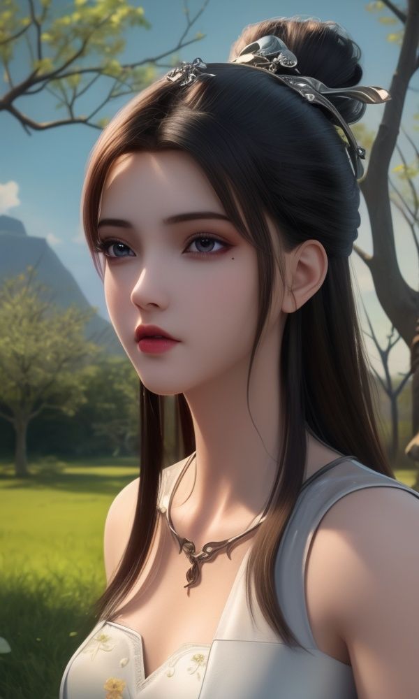 (,1girl, ,best quality, )<lora:337-DA-仙武传-姬凝霜:0.7>,, ,masterpiece, (( , )),, realistic,science fiction,mole, ultra realistic 8k cg, ,tamari \(flawless\),    ,see-through, lace, (((, solo, sun, , bare_tree, )))